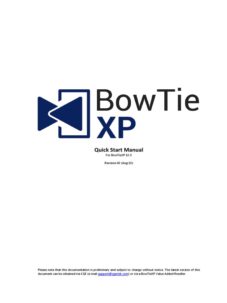 Bowtiexp 10 0 And Up Quick Start Manual Risk Hazards