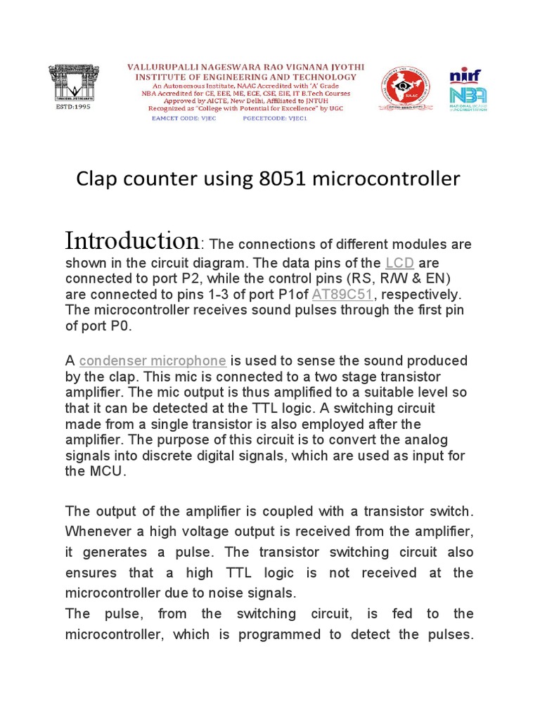 Clap Counter Circuit with 8051 MCU | PDF | Electronic Circuits | Amplifier