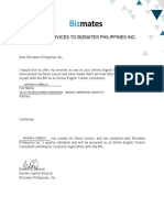 Offer of Services To Bizmates Philippines Inc.: Jayson S. Cabello