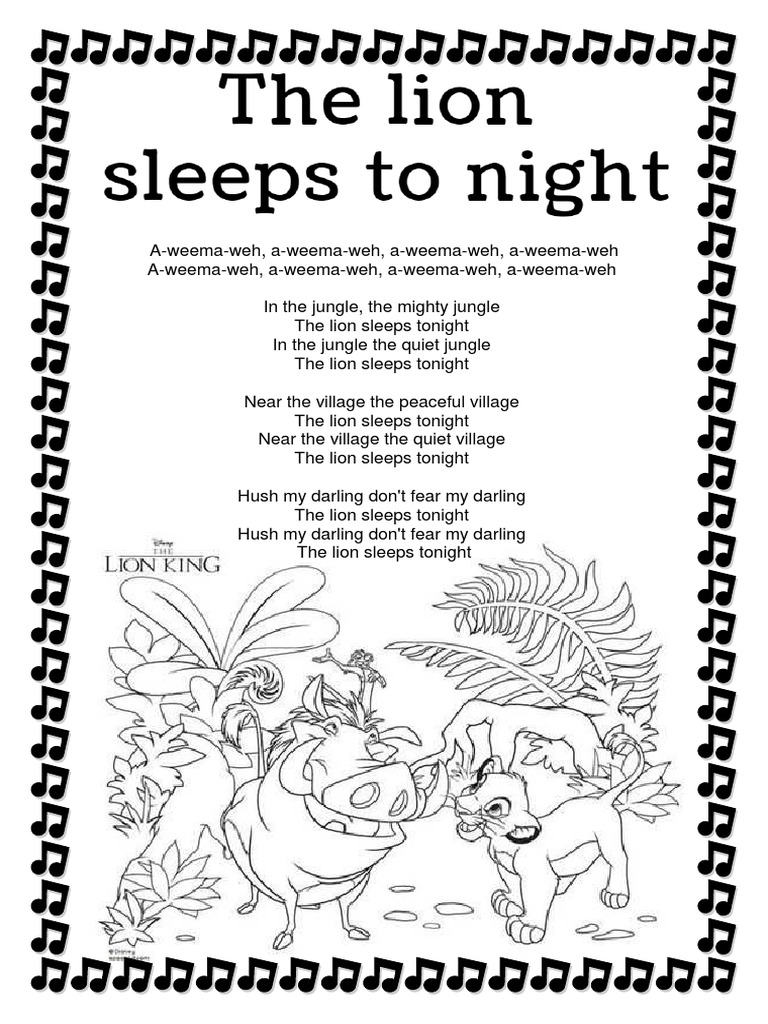 The Lion Sleeps Tonight Lyrics | PDF