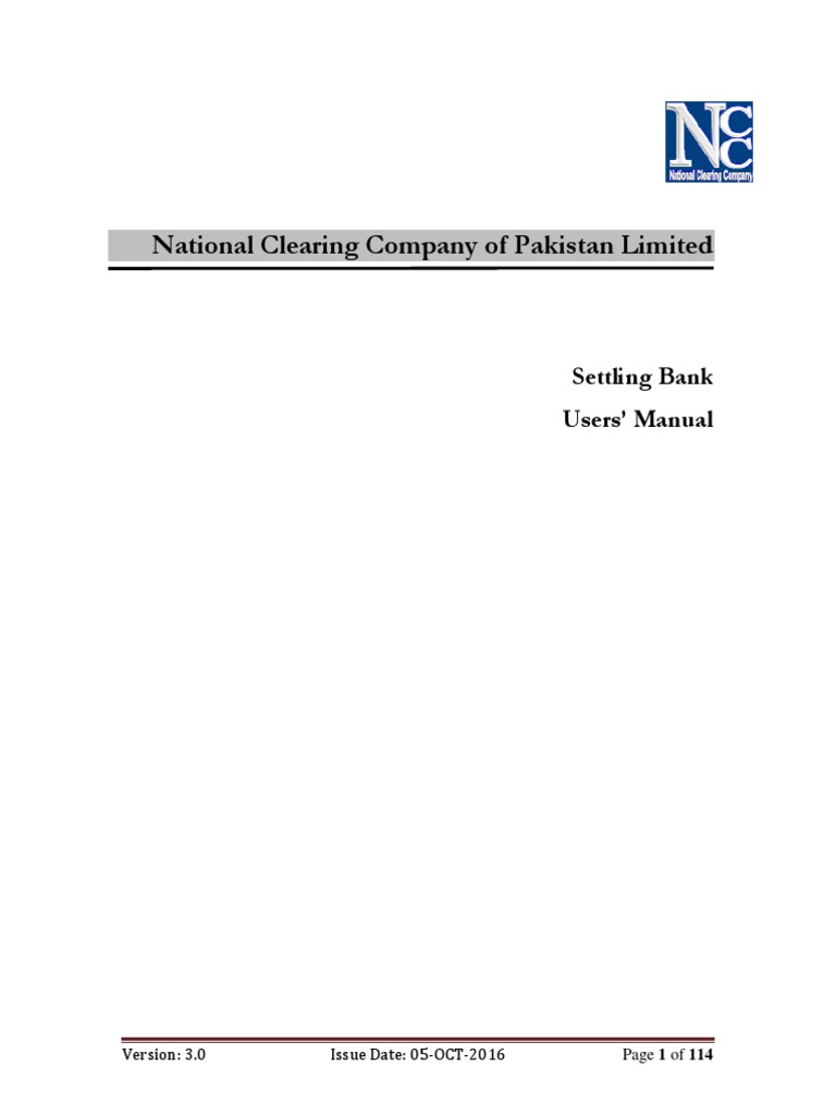 Settling Bank Users' Manual 3.0 | PDF | Clearing (Finance) | Debit Card