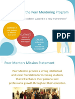 Welcome To The Peer Mentoring Program: "Students Helping Students Succeed in A New Environment"