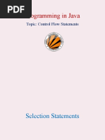 Programming in Java: Topic: Control Flow Statements