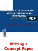 English For Academic and Professional Purposes: LESSON 9: Writing A Concept Paper