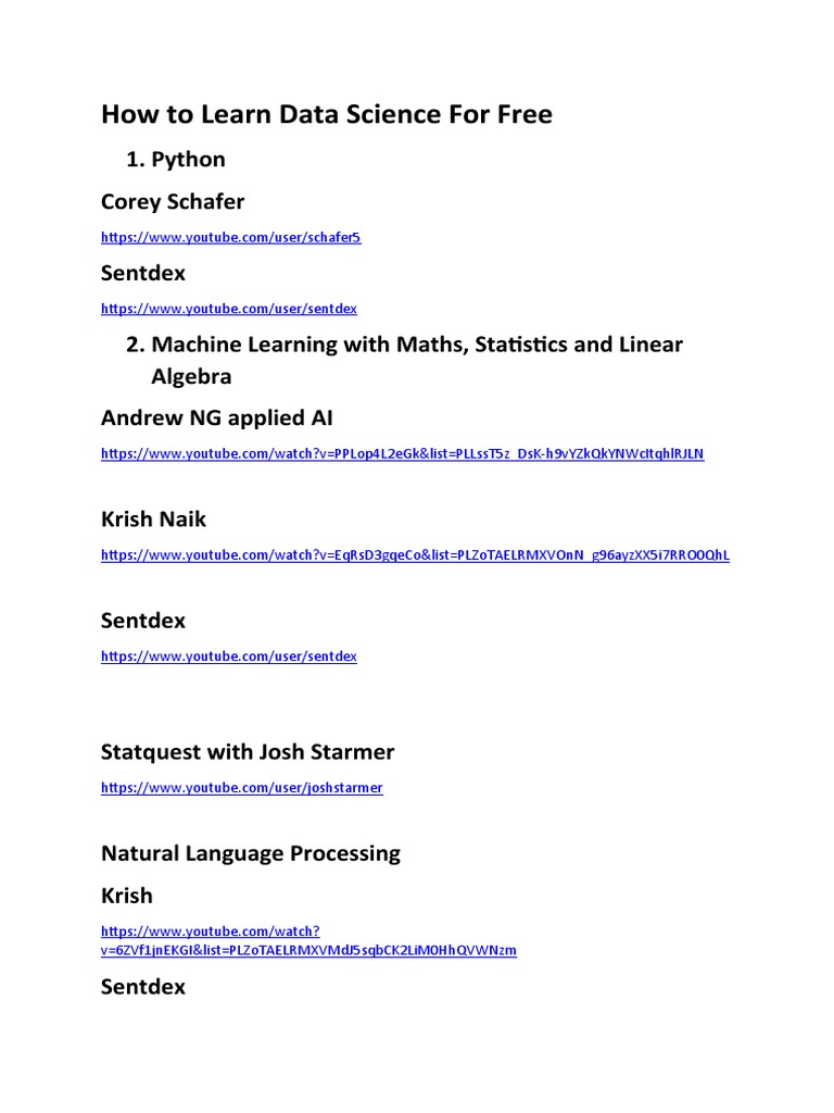 How To Learn Data Science For Free | PDF