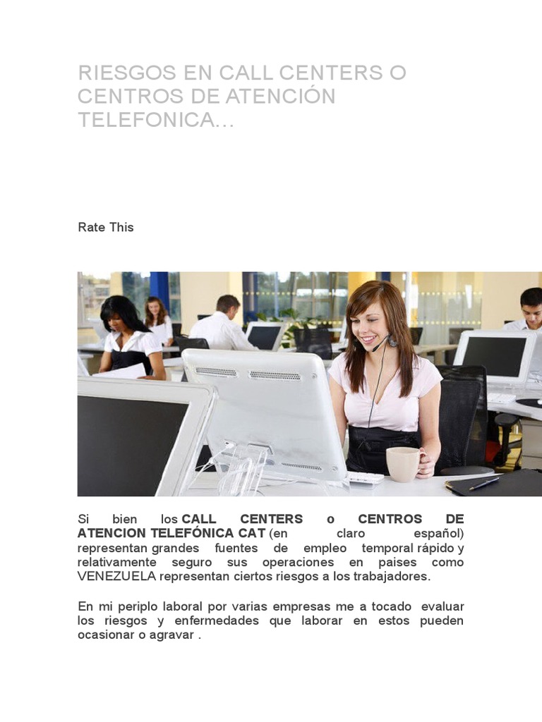 Riesgos Laborales en Call Centers | PDF | Centro de llamadas | Auriculares