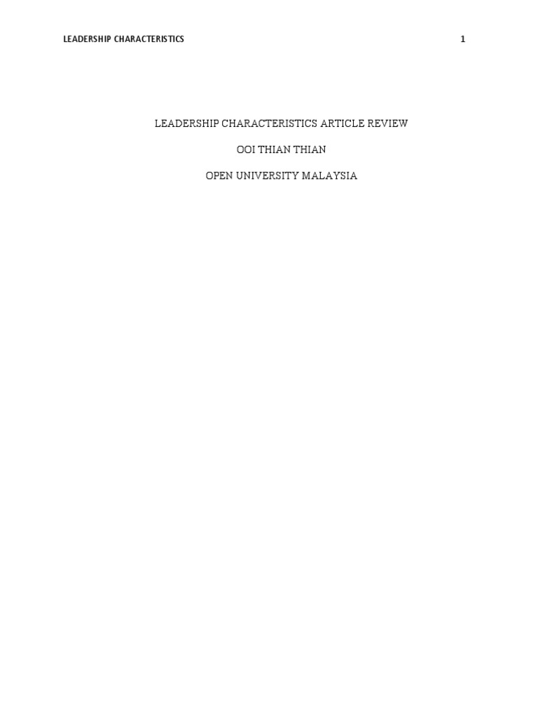Key Leadership Characteristics for Success | PDF | Leadership ...
