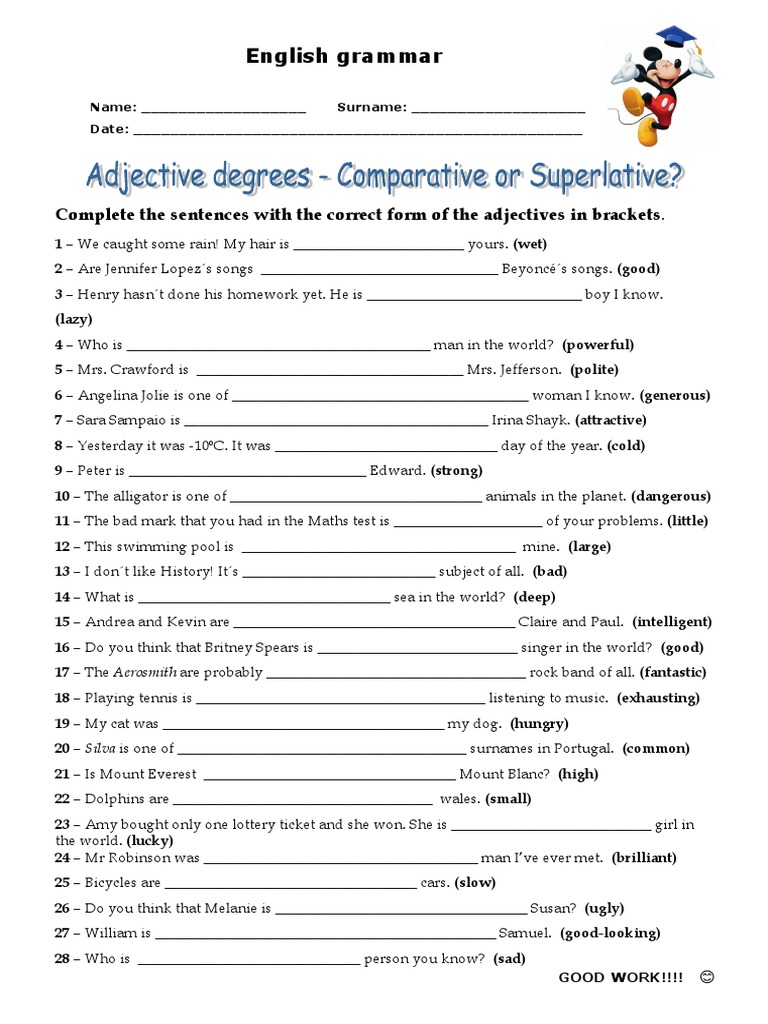 English Grammar: Complete The Sentences With The Correct Form of The ...