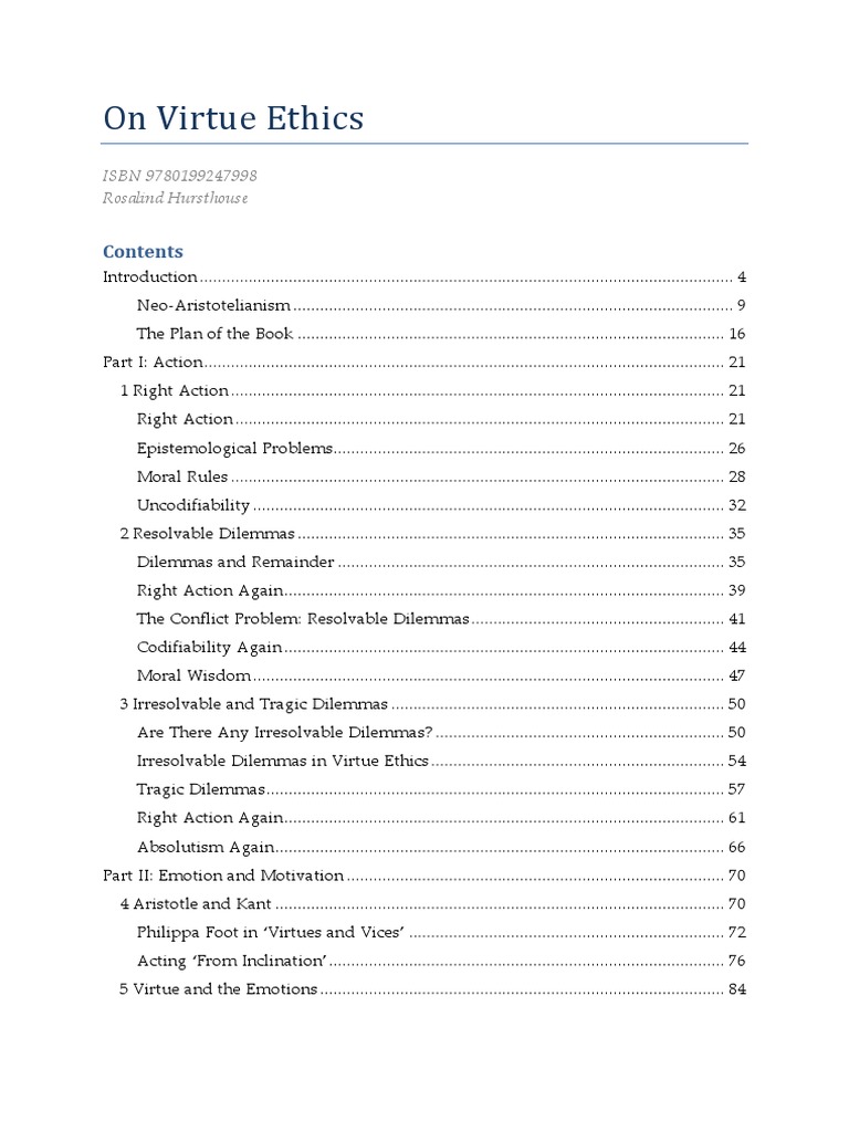 Rosalind Hursthouse On Virtue Ethics (2000) PDF Virtue Ethics