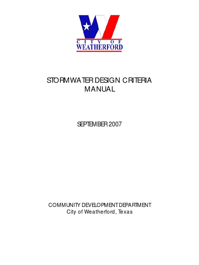 Weatherford Stormwater Design Manual | PDF | Flood | Storm Drain