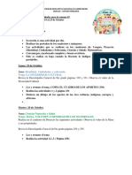 Actividades para La Semana 19 AL 23 OCTUBRE