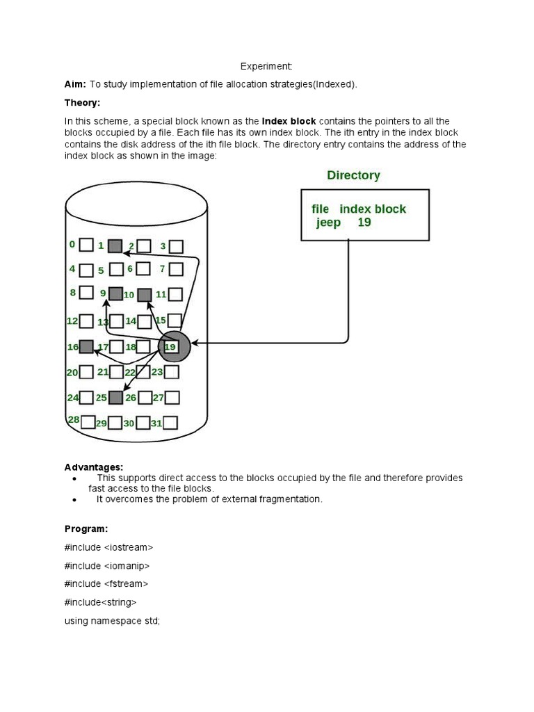 Aim: To Study Implementation of File Allocation Strategies (Indexed ...