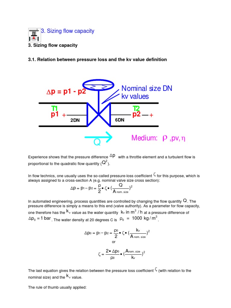 kv Value and Flow Capacity Sizing | PDF | Fluid Dynamics | Reynolds Number