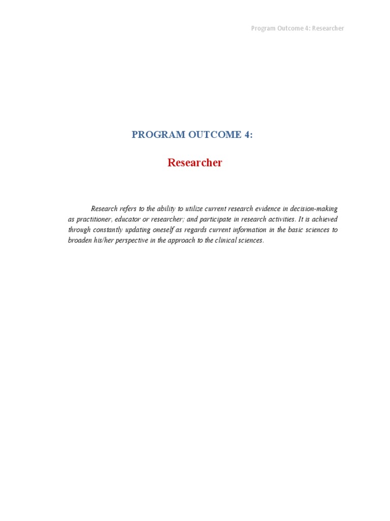 Researcher: Program Outcome 4 | PDF