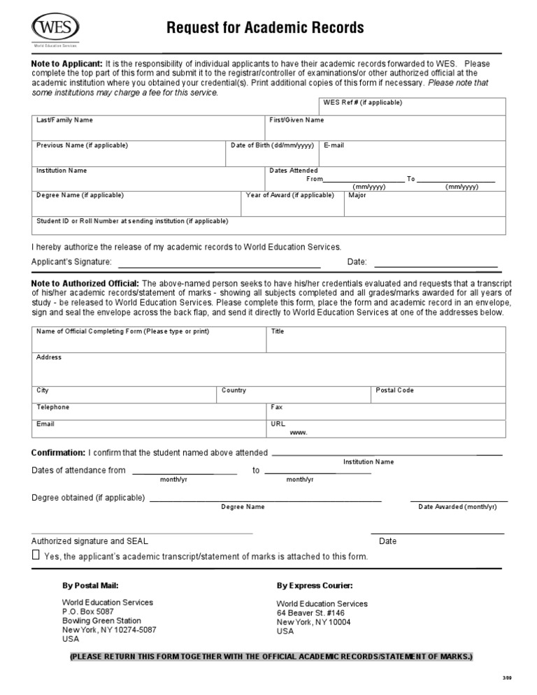 International Transcript Request | PDF | Computing And Information ...