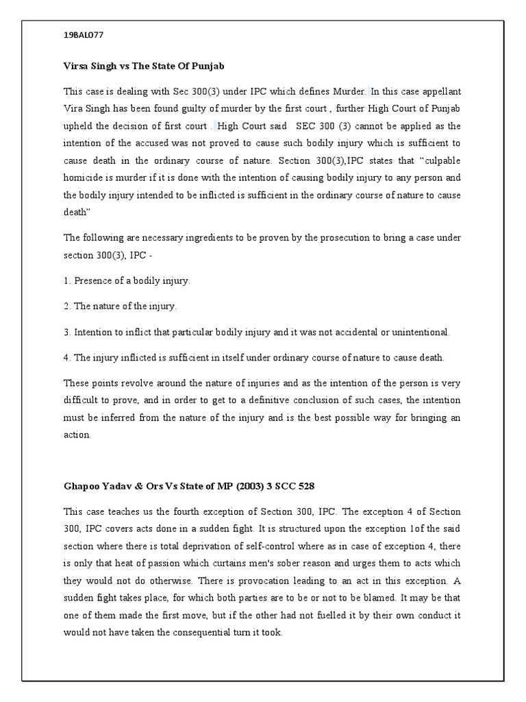 Analysis of Key Legal Principles Related to Murder and Culpable