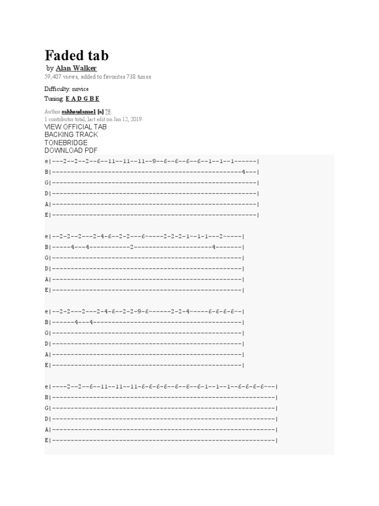 Faded Tab Melodia | PDF