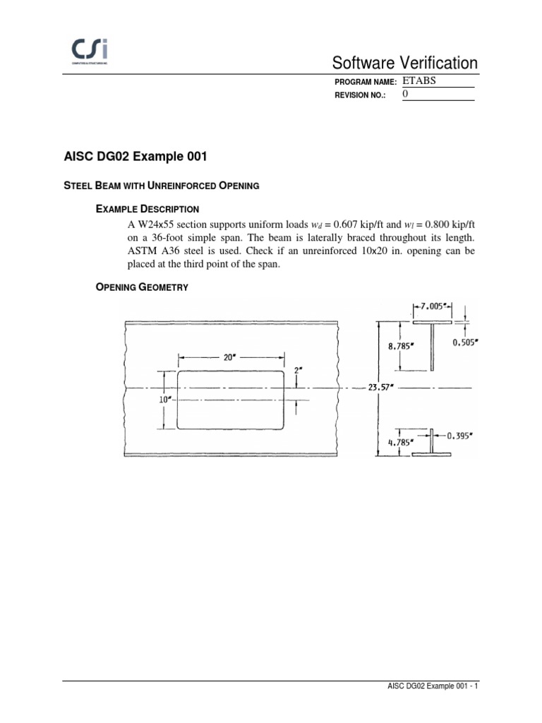 Verification of ETABS Composite Beam Web Opening Analysis Against ...