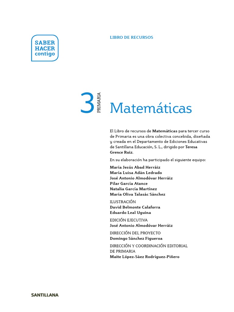 Libro de Recurosos Matematicas 3 Primaria Santillana PDF | PDF | Las ...