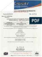 Certificado de Conformidad de Producto: Product Conformity Certificate