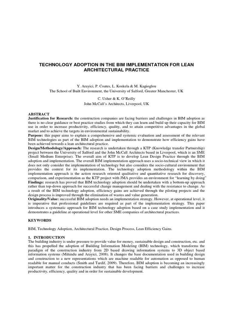 BIM Adoption for Lean Architecture Efficiency | PDF | Building ...