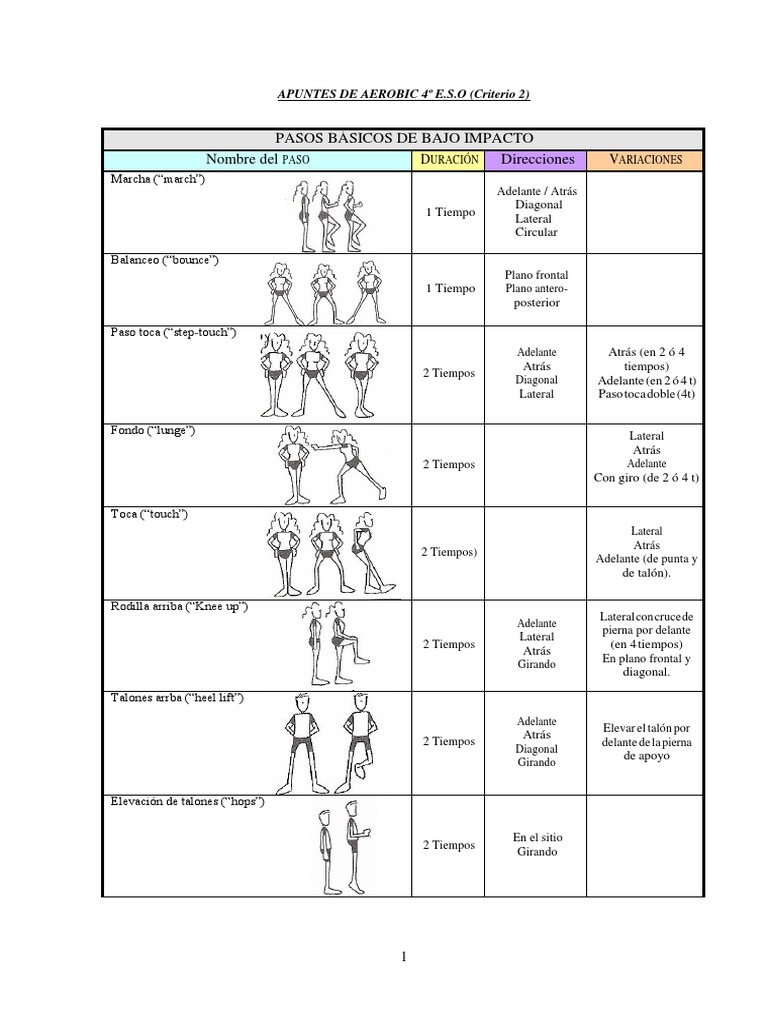 Teorc3ada De Aerobic Y Pasos Bc3a1sicos Pdf Pie Entretenimiento