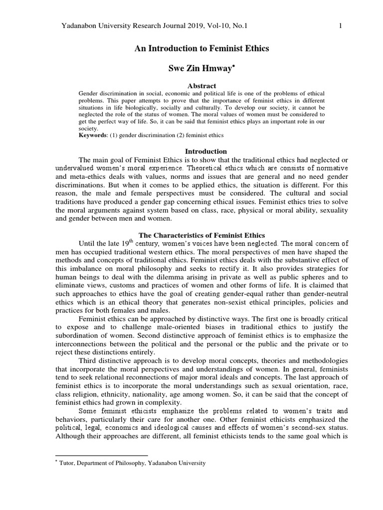 Overview of Feminist Ethics | PDF | Feminism | Gender Studies