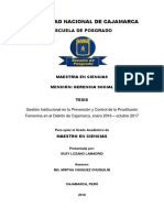 Gestión Institucional en La Prevención y Control de La Prostitución Femenina en El Distrito de Ca