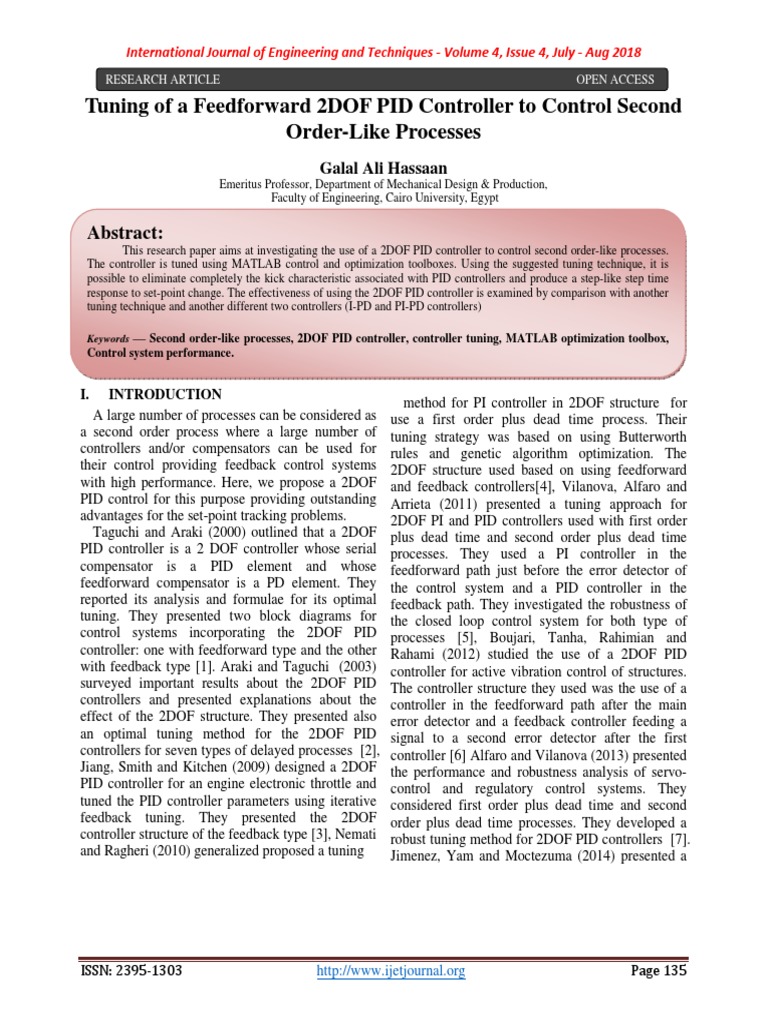 Tuning of A Feedforward 2DOF PID Controller To Control Second Order ...