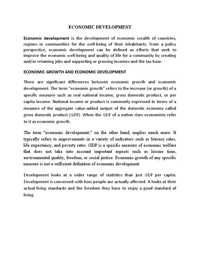 Economic Development Economic Development Is The Development of ...
