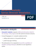 CSE 420 Lecture 10-11 Semantic Analysis and Syntax Directed Definitions