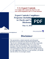 U.S. Export Controls: Export Controls Compliance Programs (Including Key Lists To Check) and Voluntary Disclosures