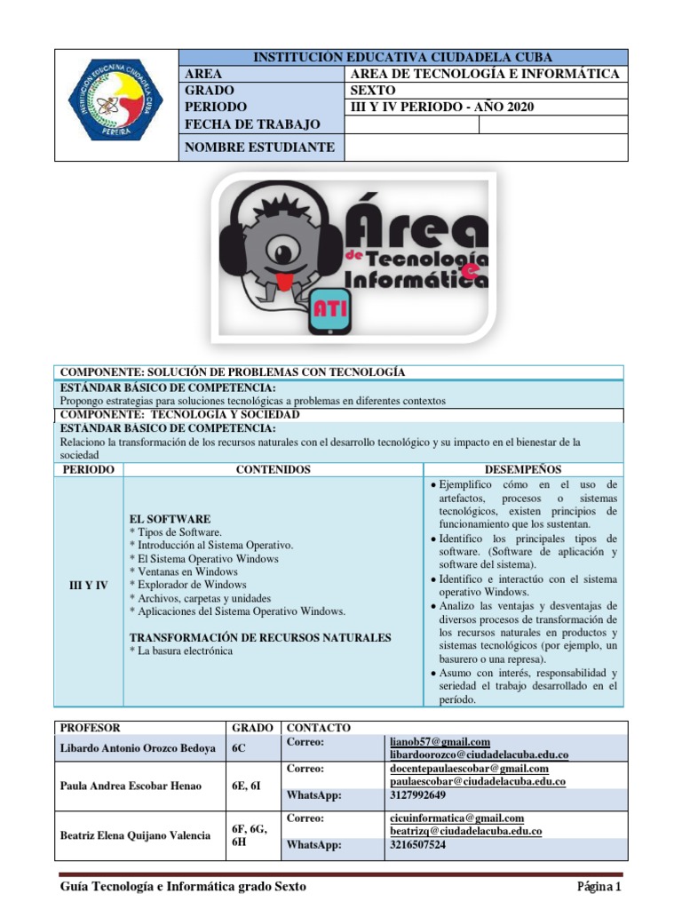 Guía de Tecnología e Informática 6° | PDF | Ventana (informática ...