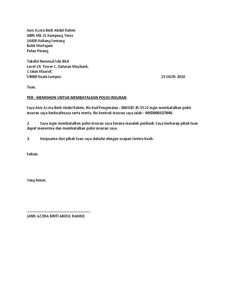 surat batal polisi