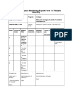 Learner's Progress Monitoring Report Form For Flexible Learning