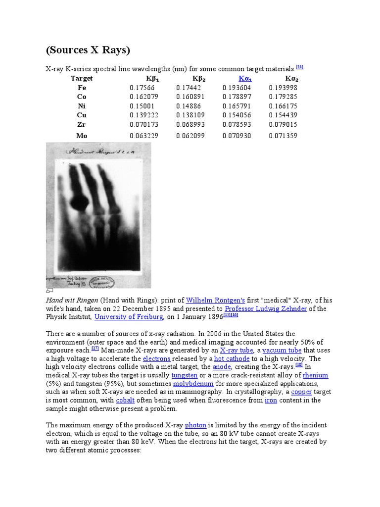 Sources X Rays PDF X Ray Electron