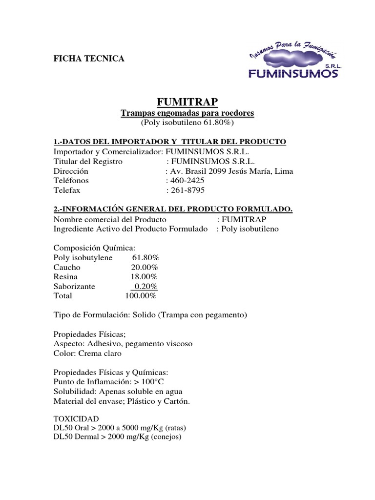Trampa Adhesiva FUMITRAP para Roedores | PDF | Hogar, jardinería y ...