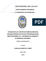 Función costos fabricación GLP Petroperú