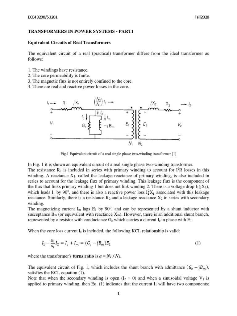 10 - Notes - Transformers Part I | PDF | Transformer | Electrical Impedance