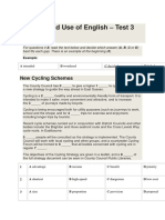 Reading and Use of English - Test 3: New Cycling Schemes