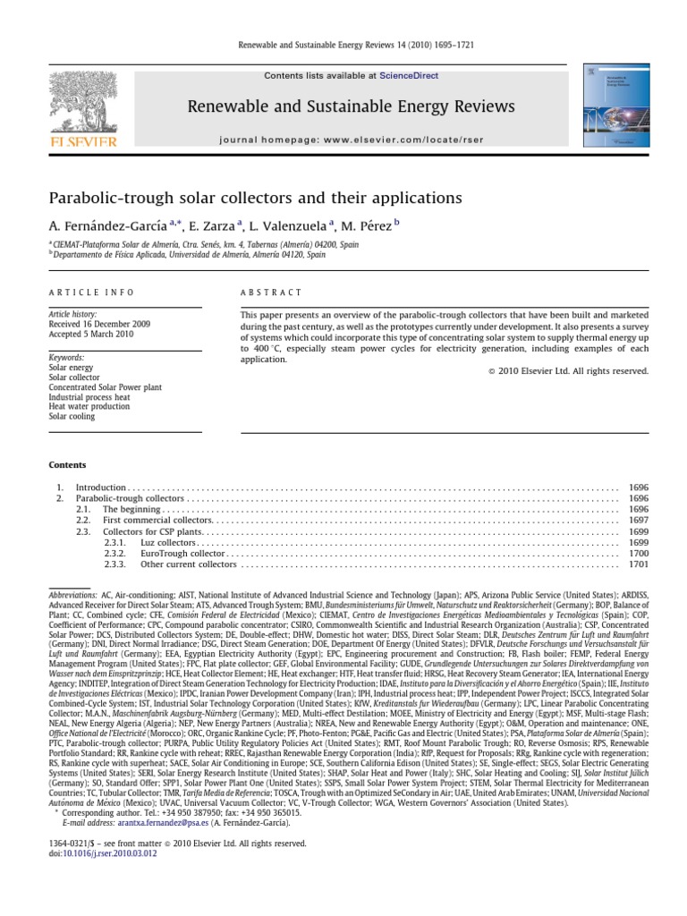 Overview of Parabolic Trough Collectors | PDF | Solar Energy | Nature