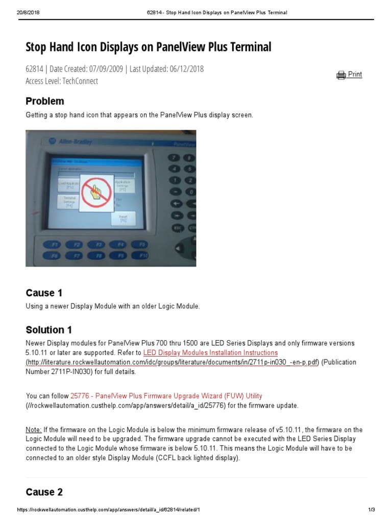 Stop Hand Icon Displays On PanelView Plus Terminal | PDF | World Wide ...