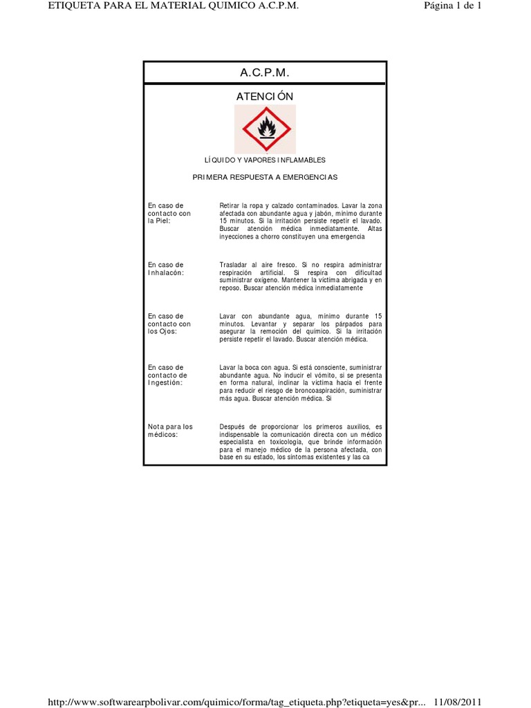 005 Etiqueta ACPM | PDF | Agua | Medicina CLINICA