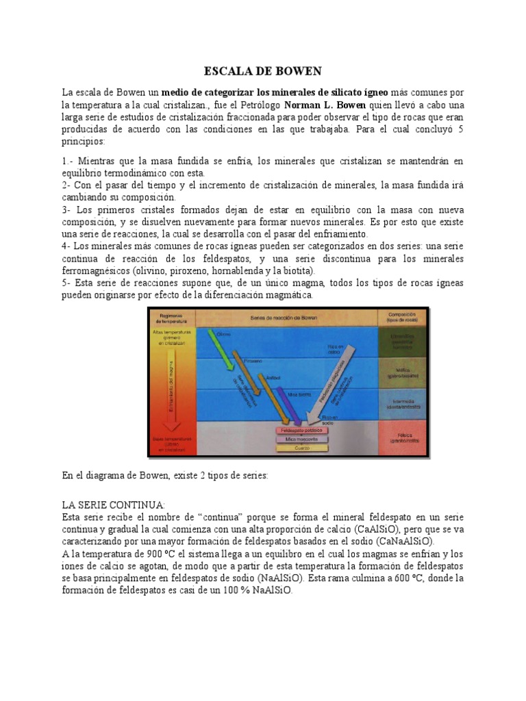 Escala de Bowen PDF Minerales Roca ígnea