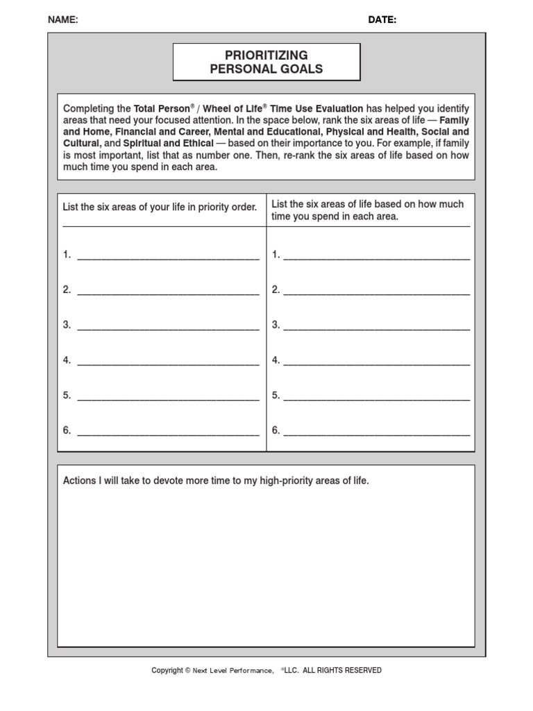Prioritizing Personal Goals | PDF | Psychological Concepts