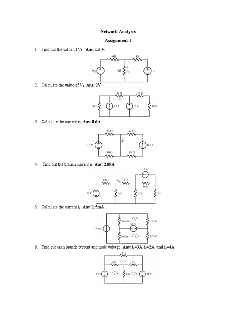 Network Analysis Assignment 1: 3A, I 2A, and I 4A | PDF