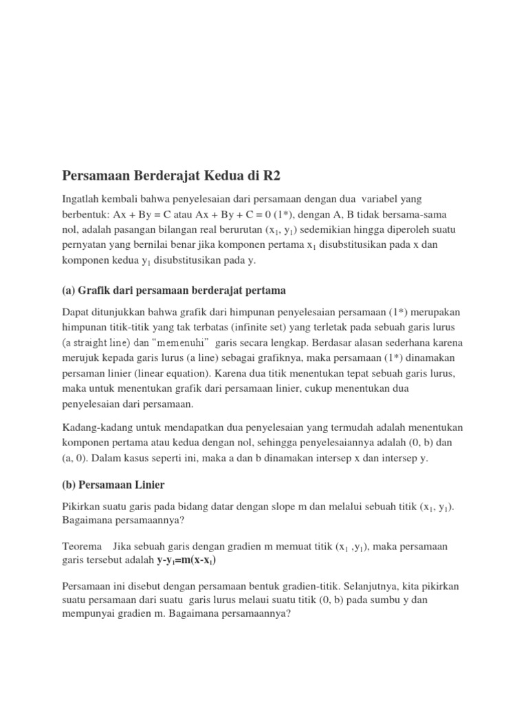 Persamaan Berderajat Kedua di R2 | PDF