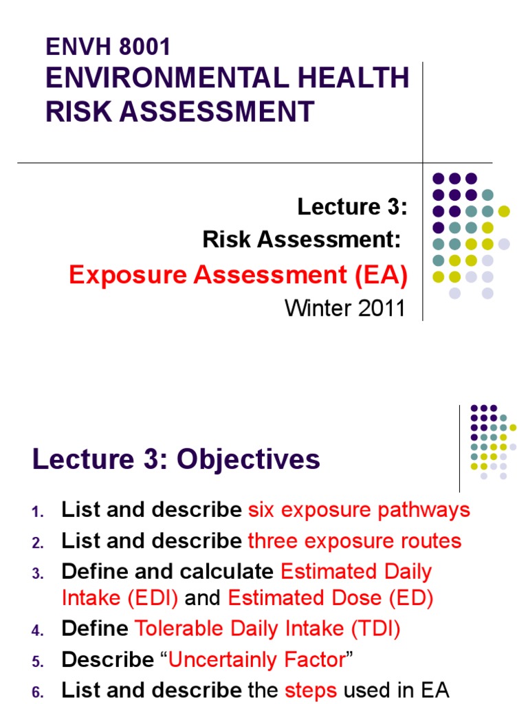 Exposure Assessment in Environmental Health | PDF | Water | Parts Per ...