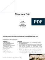 Granola Bar: Type - Energy Bar - Diet Bar - Nutricious Bar - Vitamin C Bar