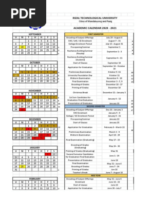 Calendar Pdf Academic Term Educational Institutions